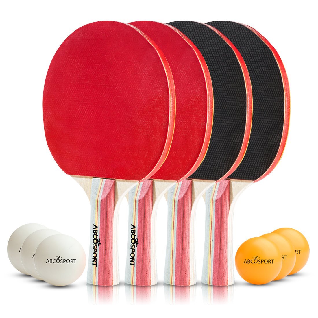 4 Player Pack;Pro Premium Table Tennis Racket Set; Good Spin;8 Professional Game 