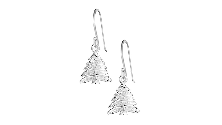 christmas tree earrings, christmas earrings, christmas jewelry, earrings, dangle earrings, sterling silver earrings