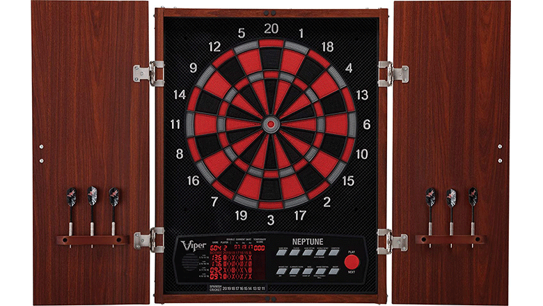 Viper 800 Electronic Soft Tip Dartboard Cabinet Set with Darts for Game Room 