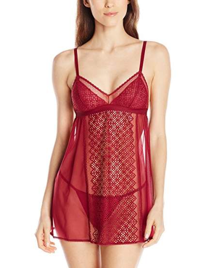 DKNY Women's Sheer Lace Chemise With G-String Panty, romantic gifts for women