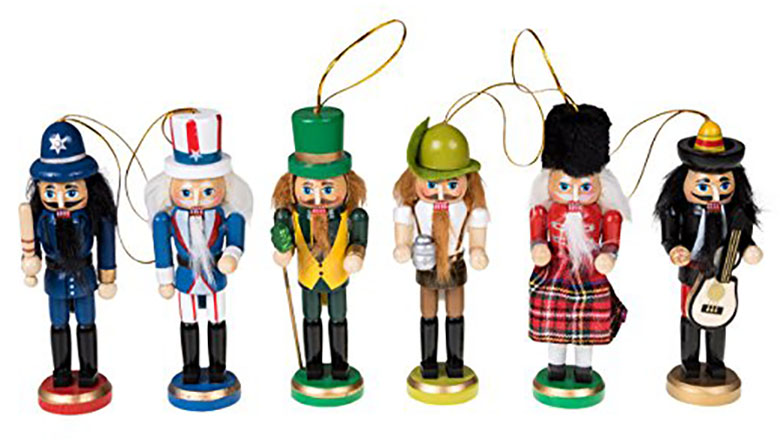 Luckybaby 6 Pezzi in Legno Schiaccianoci Soldier Hanging Ornament Albero di Natale Personaggio Regalo Pupazzo Giocattolo Christmas Nutcracker Ornament Se
