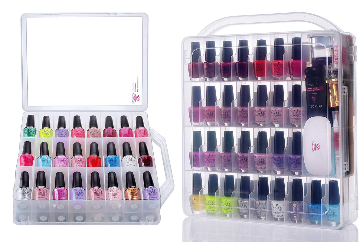 Amazon.com : AGX Bravo Travel Nail Polish Organizer Double Layer Carrying  Case for Fingernail Polish, Holds 30 Bottles with Dividers Portable Large Storage  Case for Gel Nail Polish Holder, Grey (BAG ONLY) :