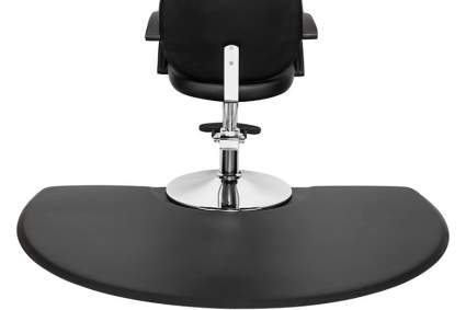 black salon chair with black salon mat