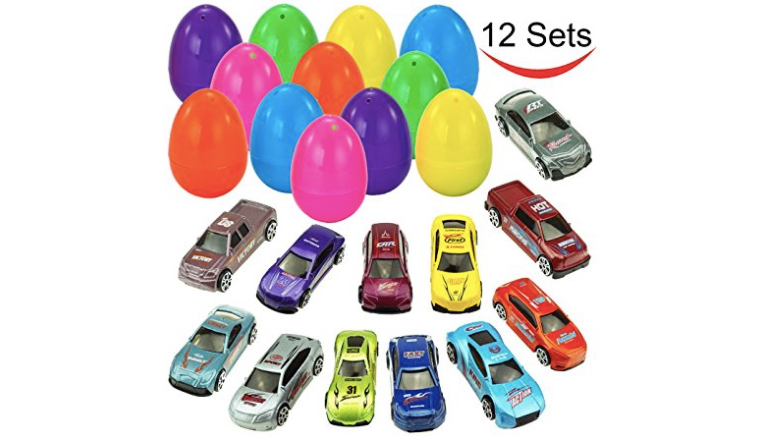 die cast cars, filled easter eggs, easter eggs with cars, easter basket stuffer