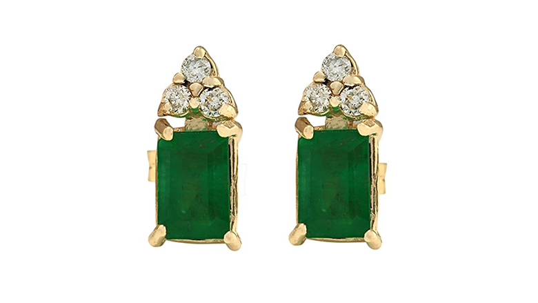 emerald stud earrings, may birthstone jewelry, emerald jewelry, emerald earrings