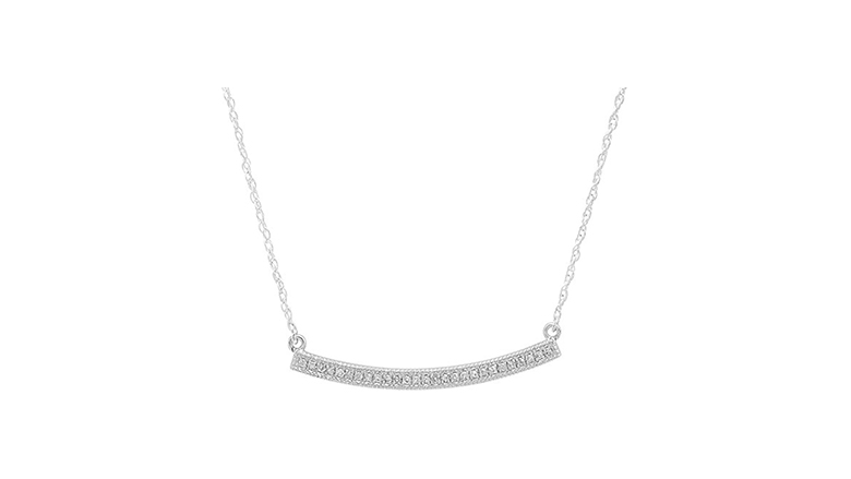 14k white gold diamond bar necklace