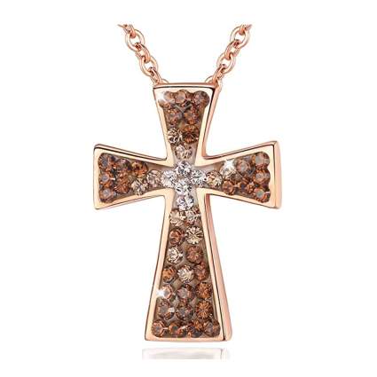 swarovski crystal studded cross necklace
