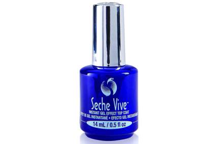 Blue bottle of Seche Vive gel top coat