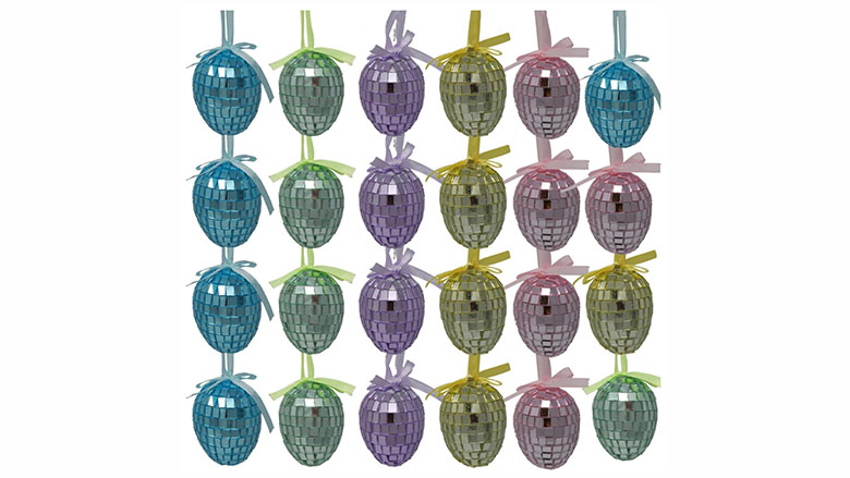 Gift Boutique 24 Pack Mirrored Hanging Easter Egg Ornaments
