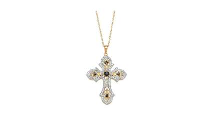 gemstone cross necklace, gold cross necklace, diamond cross necklace