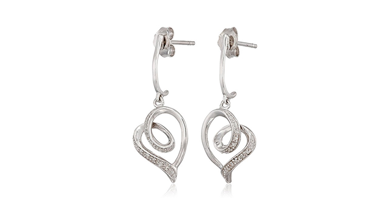 sterling silver diamond accent heart earrings