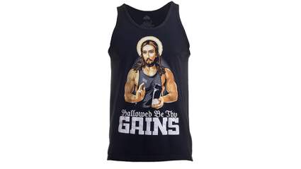 ann arbor t-shirt company hallowed be thy gains tank top, Funny running t shirts, Funny workout shirts, Cute running shirts, Funny workout tanks