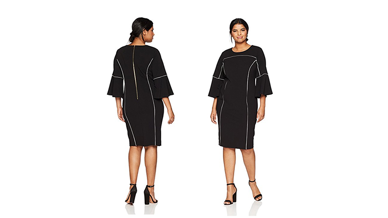 plus size black dress with bell sleeves