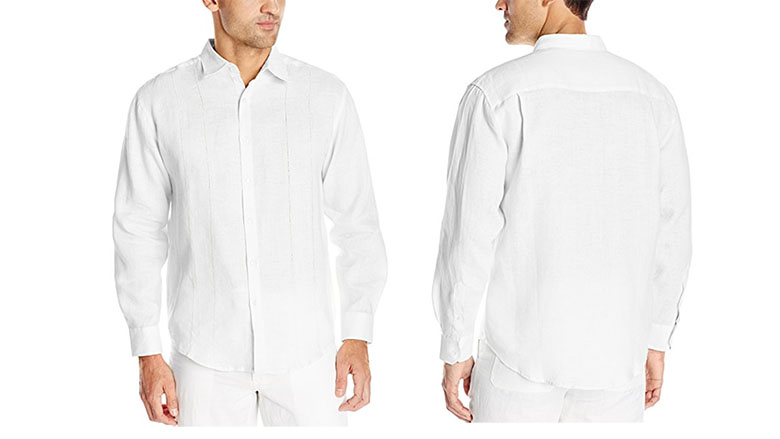 Isle Bay Linens Men's Long-Sleeve Linen Cotton Blend Work Shirt