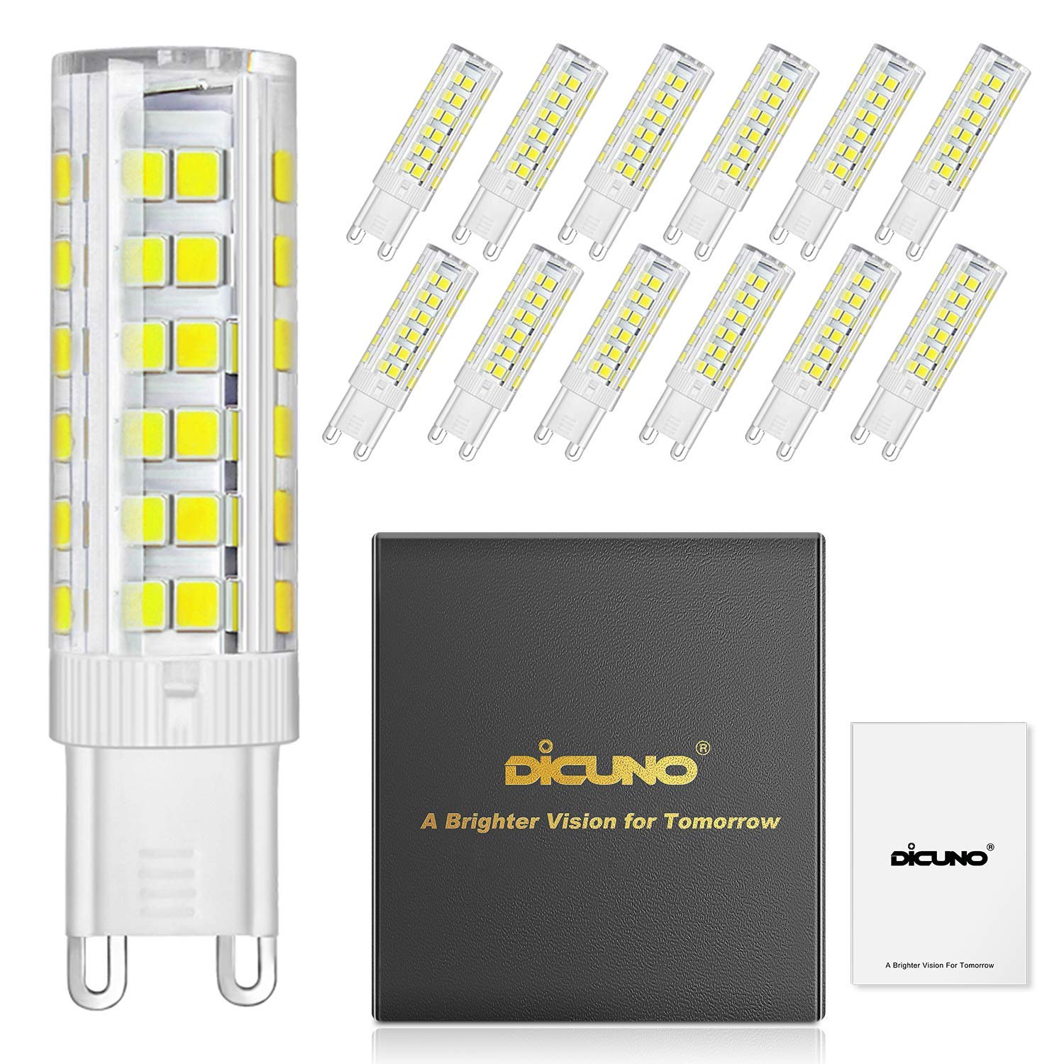 Daylight White 6000K,120V 3 Watt 10-Pack 30 Watt Equivalent DiCUNO G9 Dimmable LED Bulb