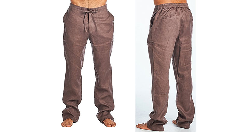 mens khaki linen beach pants