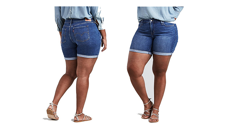women's plus size blue jean shorts