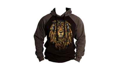 Lion Headphones Colors Dreadlocks Listen Psychedelic Two Tone Hoodie Sweatshirt
