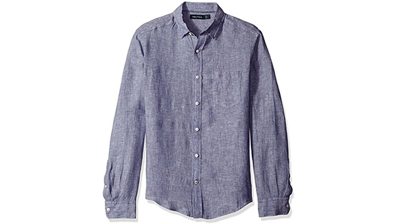 Isle Bay Linens Men's Long-Sleeve Linen Cotton Blend Work Shirt