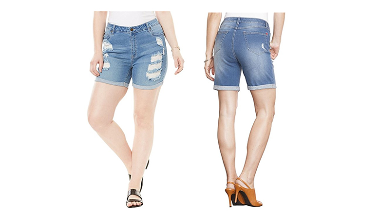 plus size stretch denim shorts