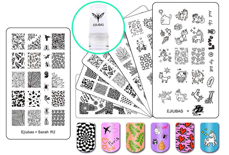 8. Best Nail Art Stamping Kit in Amazon: Ejiubas Nail Stamping Kit - wide 7