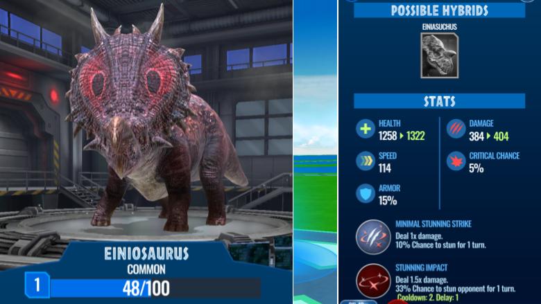 einiosaurus jurassic world alive