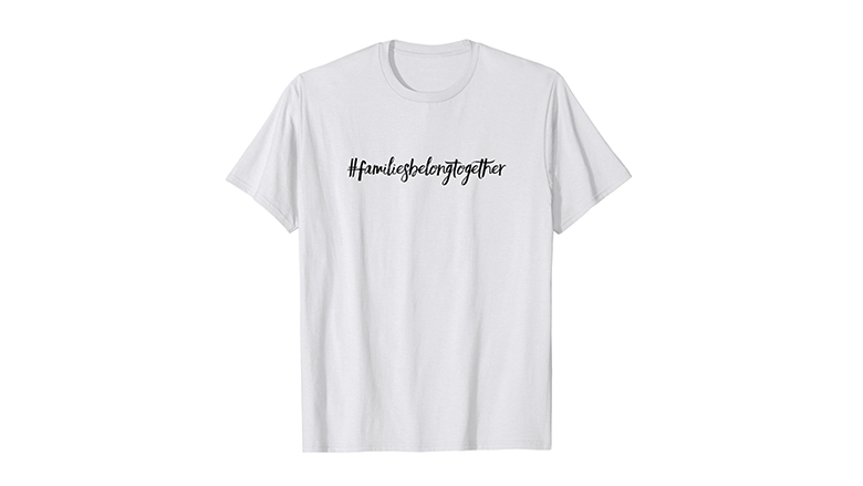 white Families Belong Together hashtag tee shirt