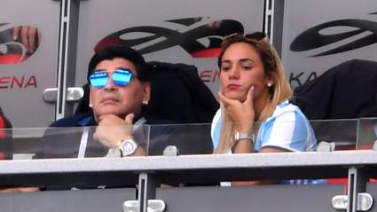 Diego Maradona at Argentina v France Game at World Cup 2018