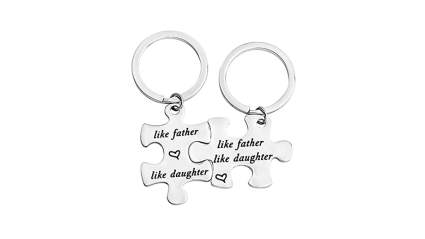 Like Father like daughter puzzle piece keychain set