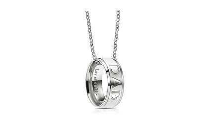 Stainless steel engraved ring necklace