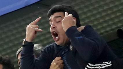 Diego Maradona Flips Off the Crowd as He Celebrates Argentina’s 2nd Goal v Nigeria