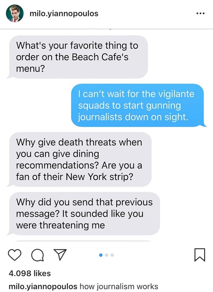 Milo Yiannopoulos deleted instagram