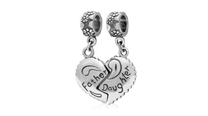 antiqued sterling silver two piece father daughter heart charms