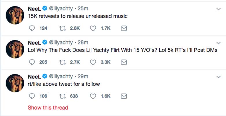 Lil Yachty Twitter page