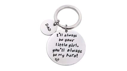 silver tone you will always be my hero key ring