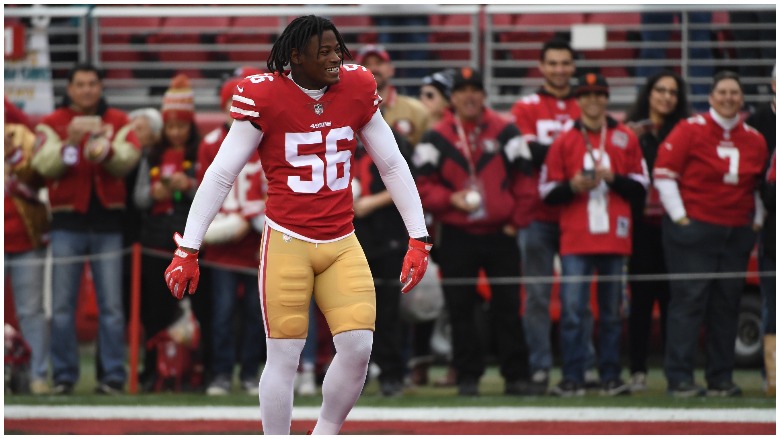 49ers linebacker Reuben Foster on the field at home