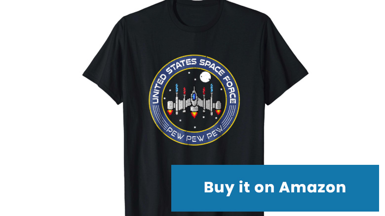 Adult,L United States American Military Alien Fight Men Women T-Shirt- U.S Space Force Black