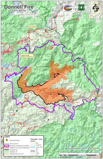 Donnell Fire Map August 20