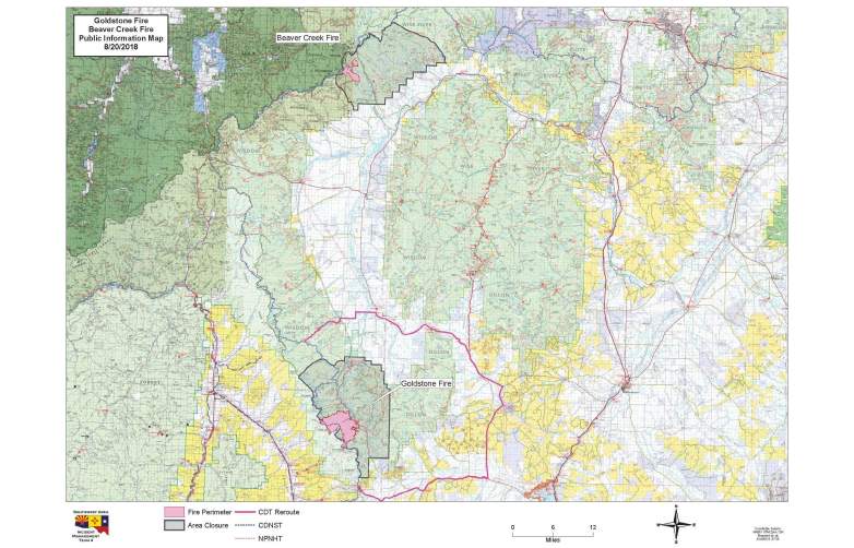 Goldstone and Beaver Creek Fire Map