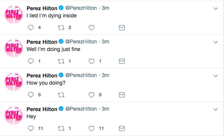 Perez Hilton Twitter hacked