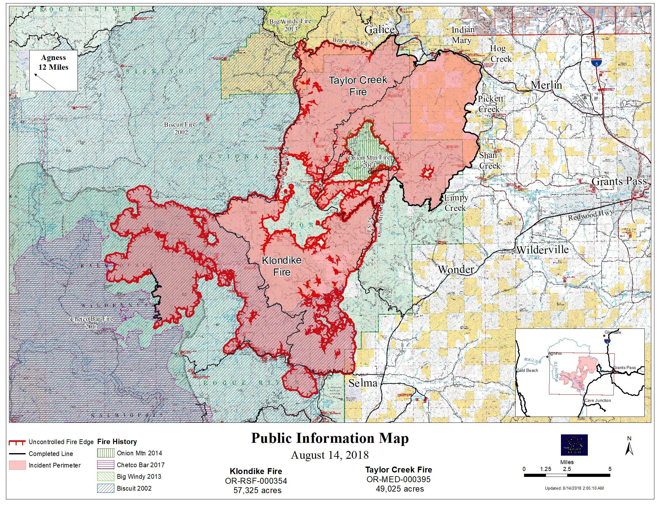 Klondike Taylor Creek Fire Maps Evacuations Updates   Taylor Creek Fire August 14 