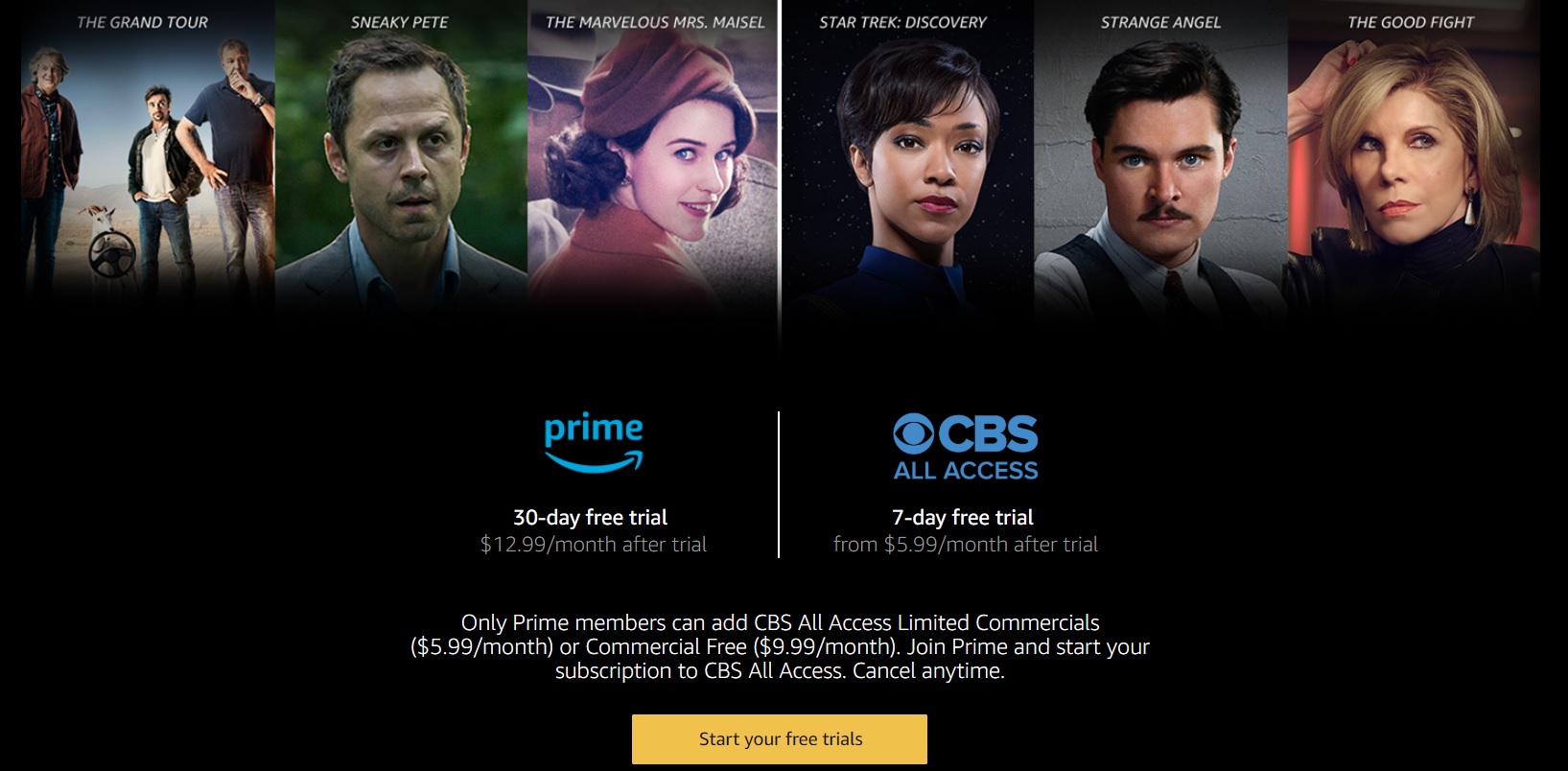 cancel cbs all access amazon prime