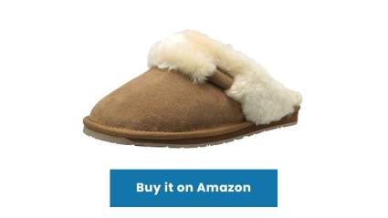 tan sheepskin leather shearling slide slipper