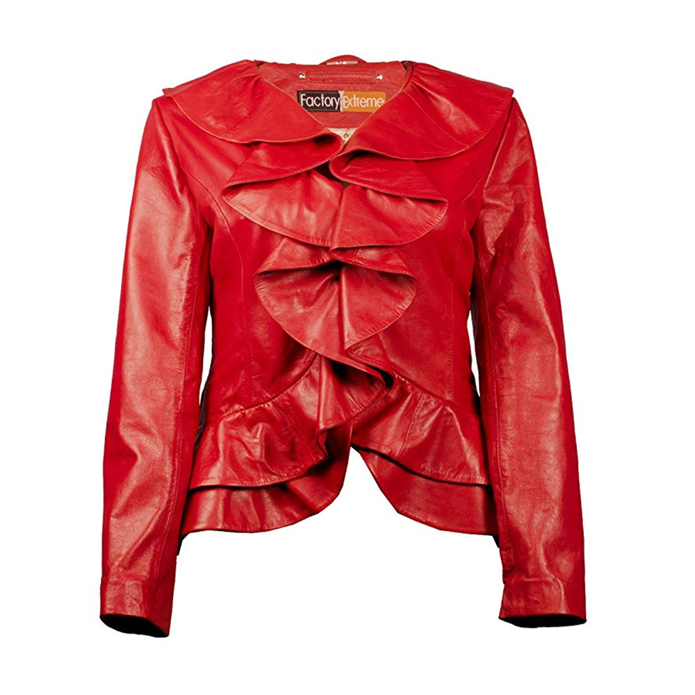 plus size red leather jacket