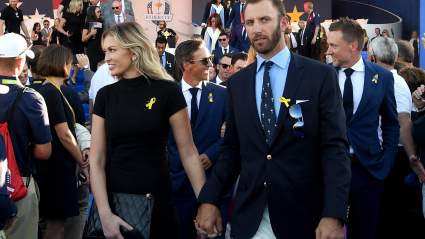 Dustin Johnson & Girlfriend Paulina Gretzky Hold Hands at Ryder Cup