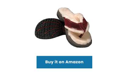 red sheepskin shearling flip flop slippers