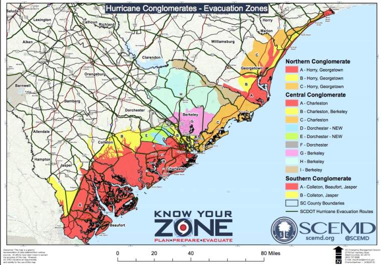 South Carolina Evacuation Zones