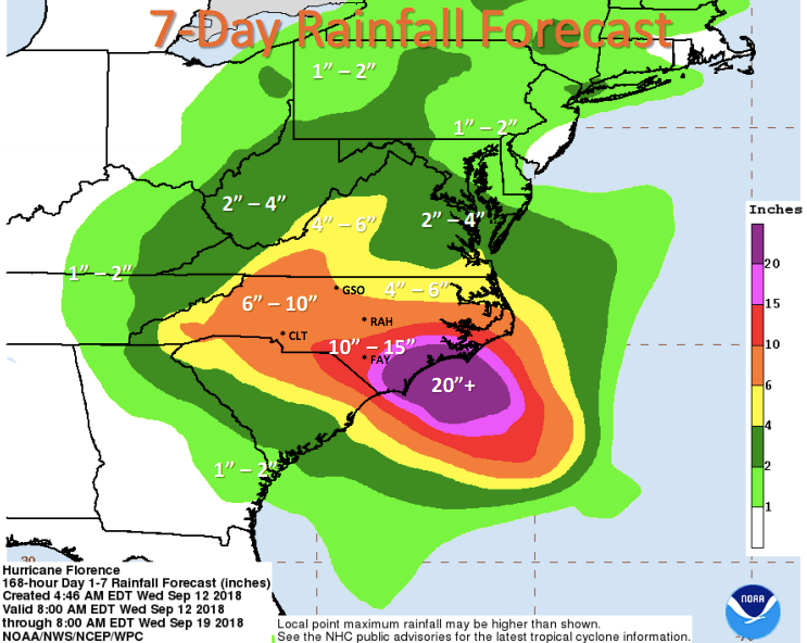 North Carolina Flood Zones, Maps, & Projections for Hurricane Florence