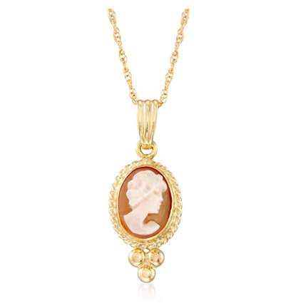 14k gold cameo necklace
