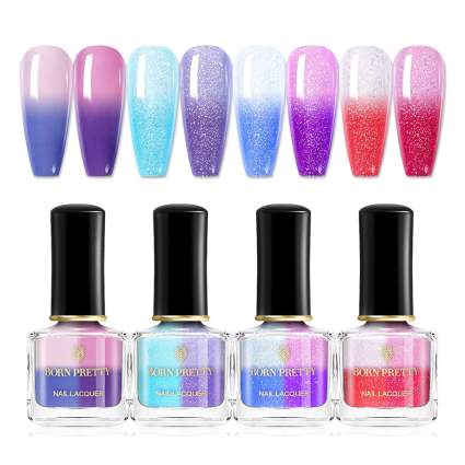 thermal and solar nail polish bottles and swatches